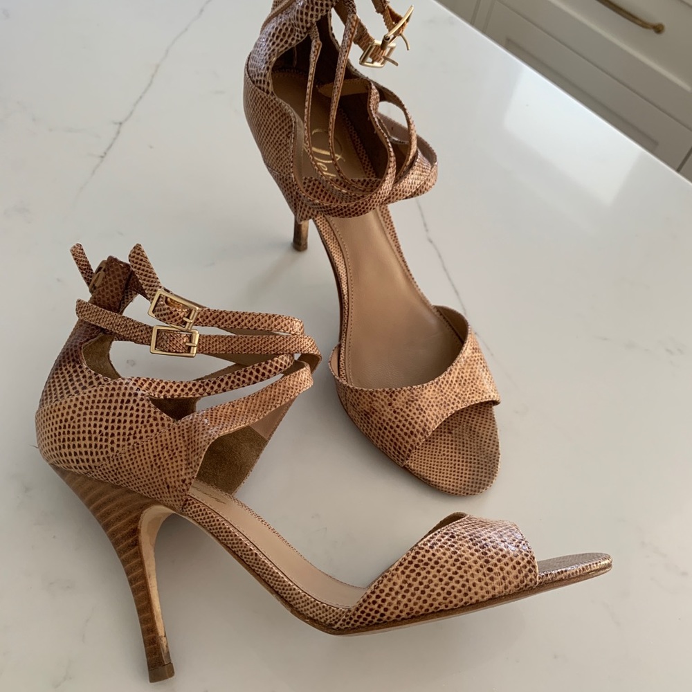 Delman Snakeskin Sandals
